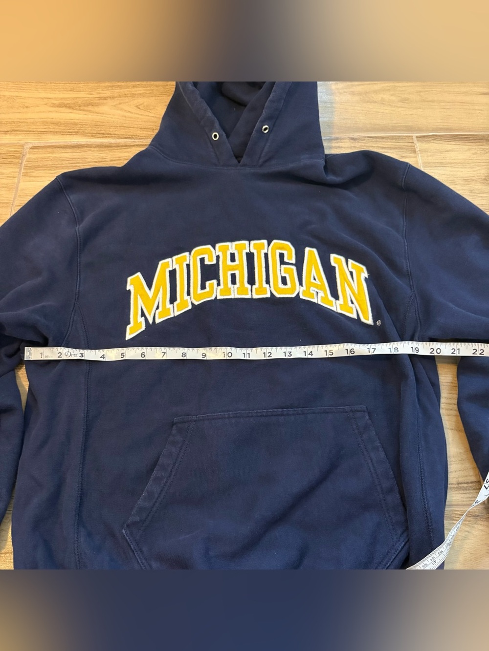 Steve & Barry's Navy Hoodie with Yellow Michigan Arch - Picture 2 of 6